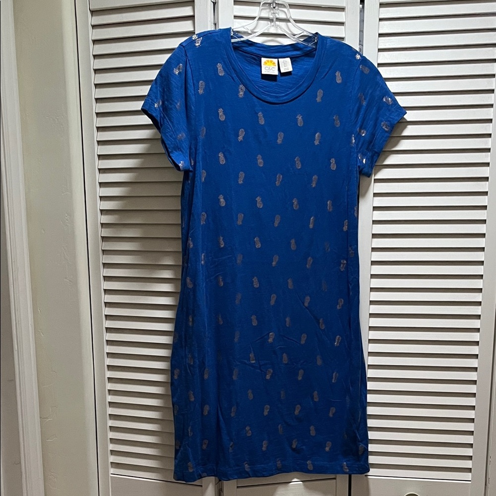 C&C California Blue Midi Dress with Pineapple Print